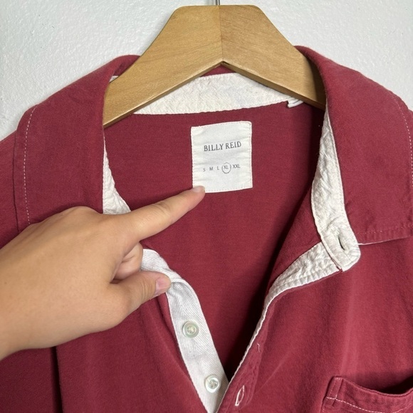 Billy Reid Men's Pensacola Slim Fit Polo Shirt Short Sleeve Red - Picture 4 of 10